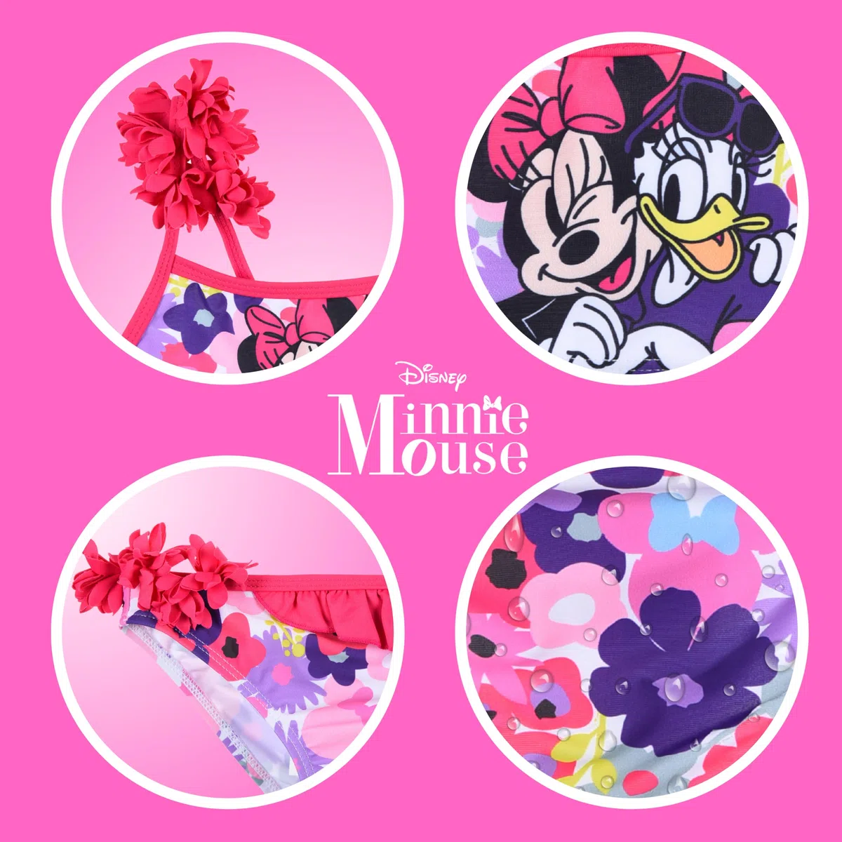 Disney Minnie Mouse e Daisy Bikini per Bambine, Costume da Bagno Estivo Due Pezzi per Bambina, Taglia 6 Anni | Rosa