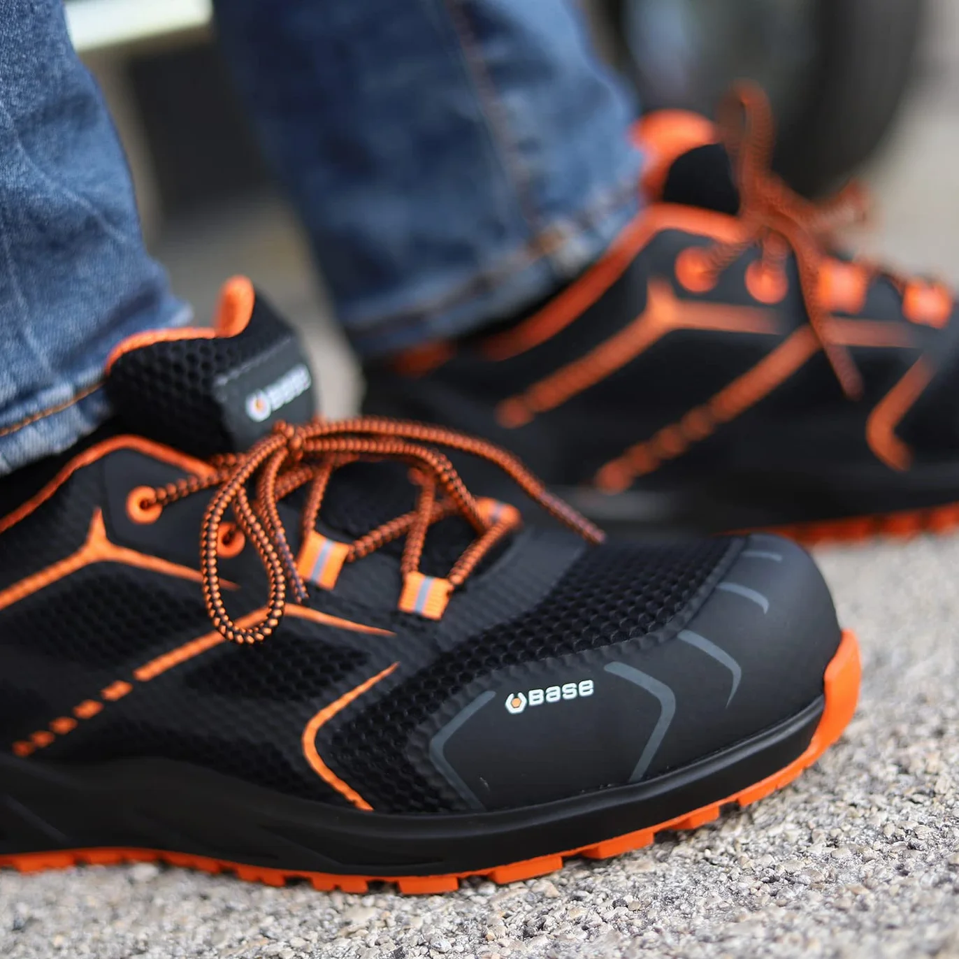 Base Protection K-Step Scarpa Antinfortunistica, da Uomo e Donna, Nero/Arancione, Taglie 44