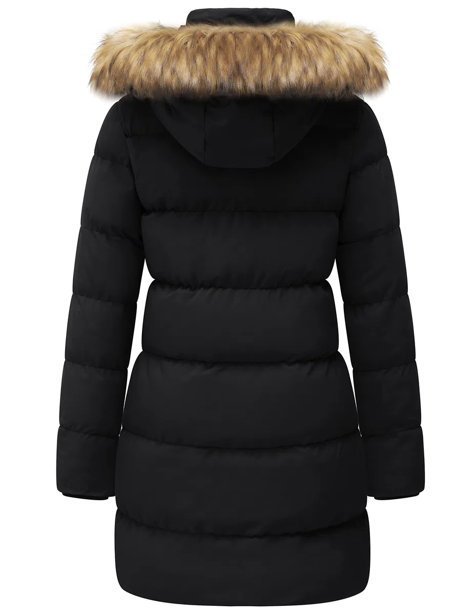 WenVen Piumino Donna Invernale con Ispessito Cappuccio Rimovibile in Pelliccia Sintetica