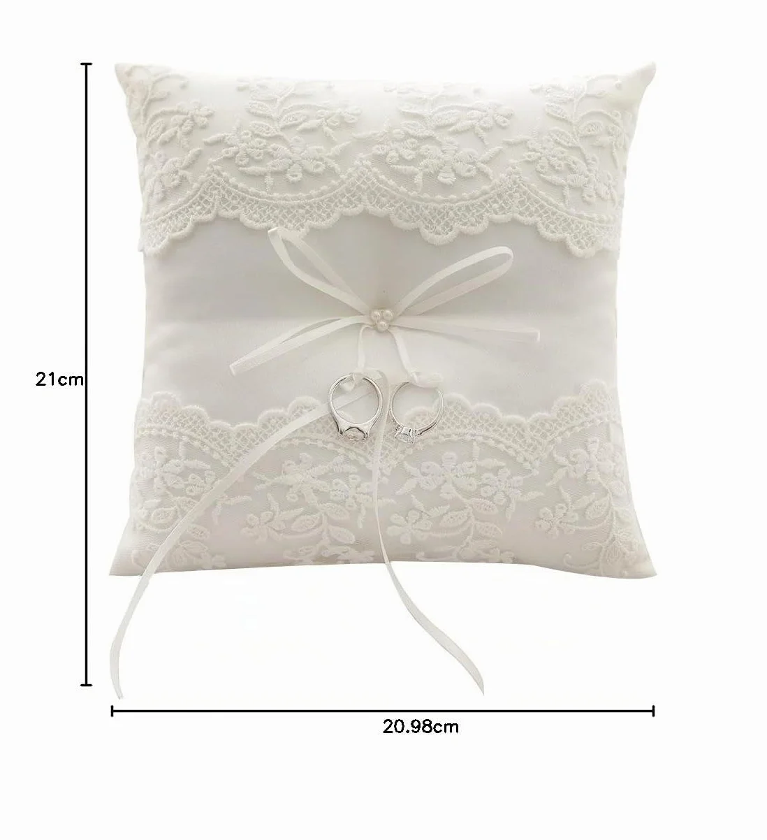 Awtlife, cuscino portafedi, con pizzo e perle d'avorio, da 21 cm