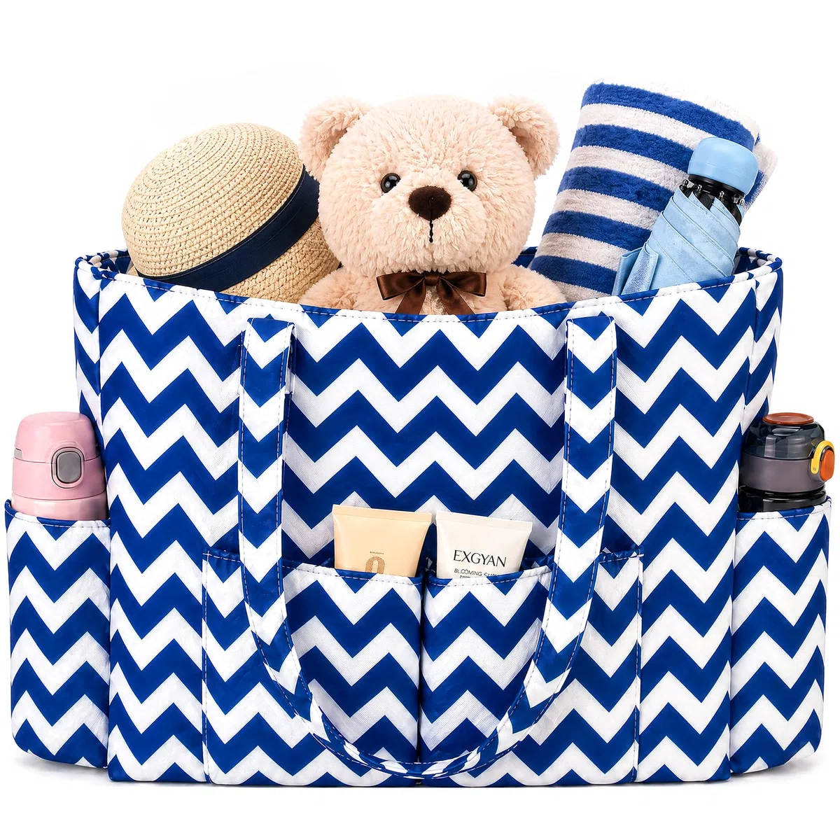 Zocipro Borsa da Spiaggia Impermeabile con Zip – Grande 45L XXL per Famiglia, Pieghevole e Leggera, Ideale per Spiaggia, Viaggio, Vacanza e Piscina