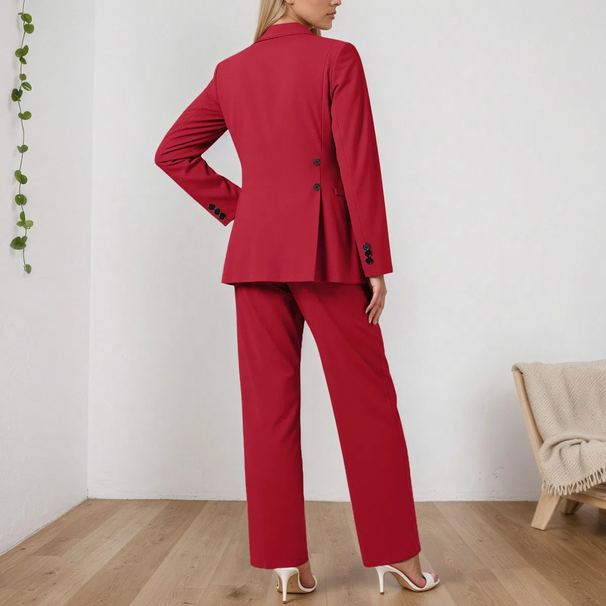 Tuta Donna Elegante Curvy Set Pantaloni e Giacca Cerimonia Tuta Elegante Ufficio Affari Completo di Pantaloni e Blazer Slim Fit 2 Pezzi per Matrimonio Festa