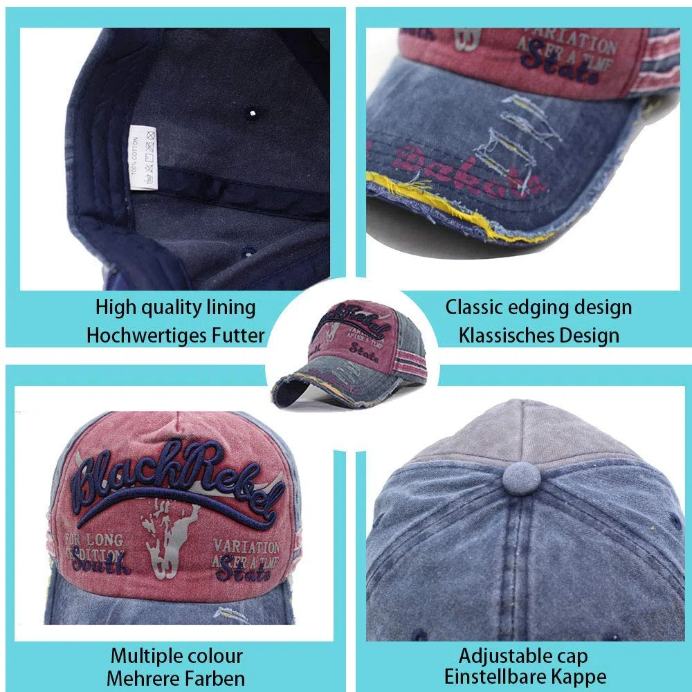 CheChury Cappello Uomo Cappellino Estivo Ricamato Unisex Baseball Tappo Cotone Moto Tappo Bordo Hip-Hop del Berretto da Baseball Regolabile Cappello