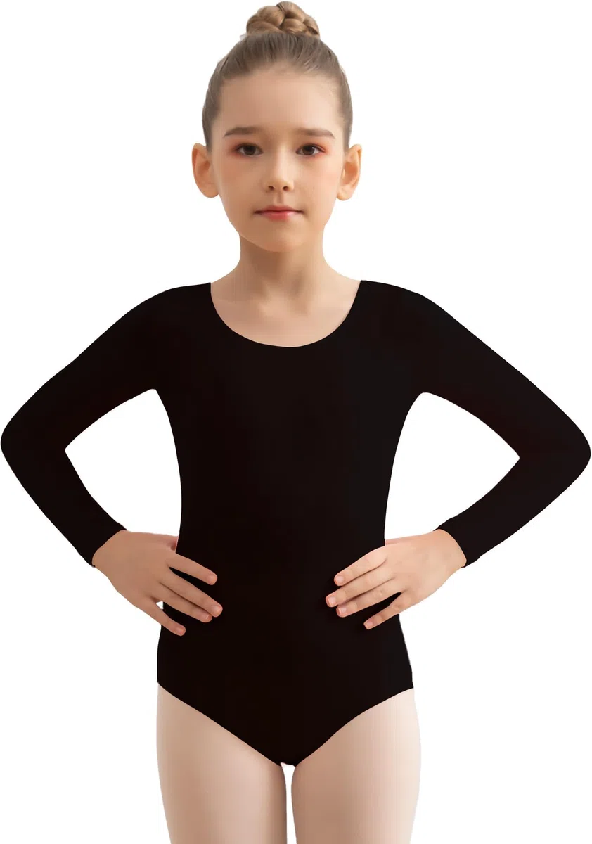 Maglia da danza basic a maniche corte per balletto, per bambini, in cotone, per danza