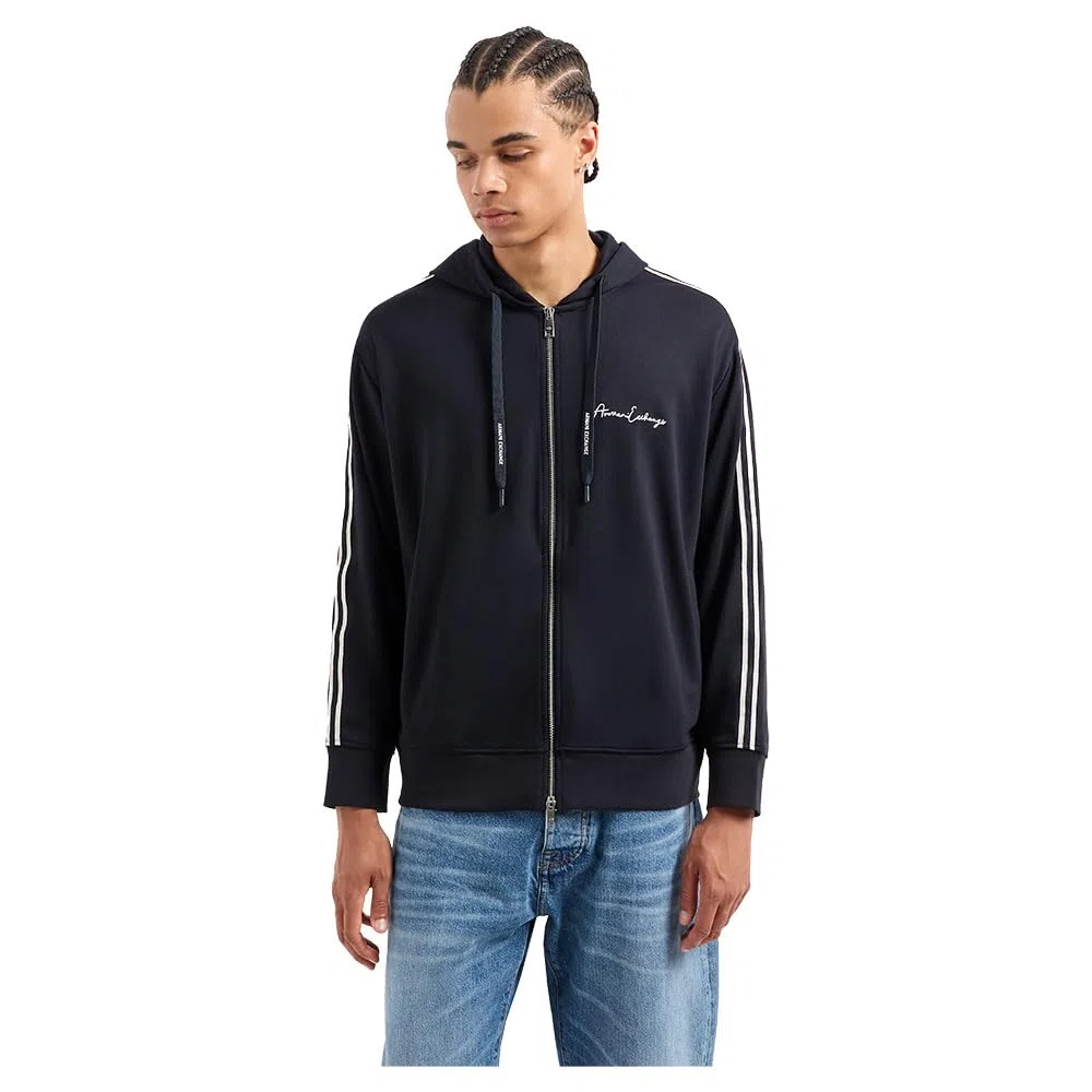 Armani Exchange Essential, Logo Signature, Full Zip Felpa con Cappuccio Uomo (Pacco da 1)