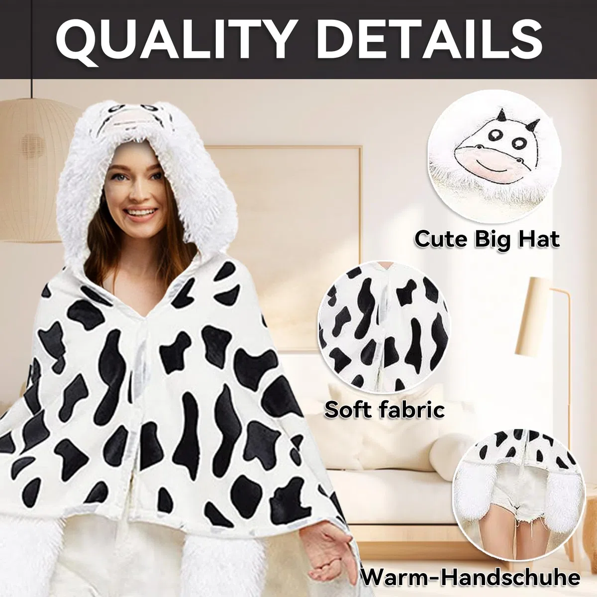 Mucca da latte Coperta portatile Coperta da divano Mucca da latte Regalo Coperta soffice per donne bambini per Natale 152 * 132cm