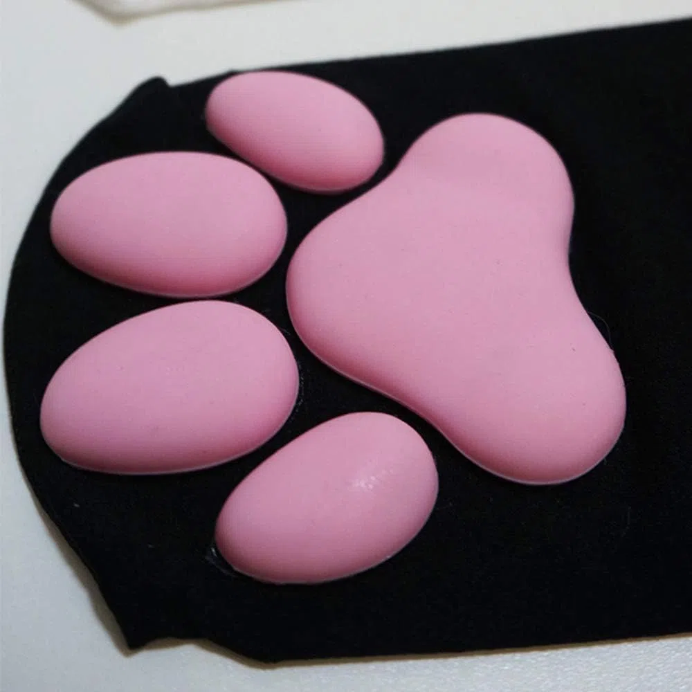 Calze alte alla coscia, calze rosa con artigli di gattino 3D Calzini con zampa di gatto carino per ragazze Donne Cat Cosplay