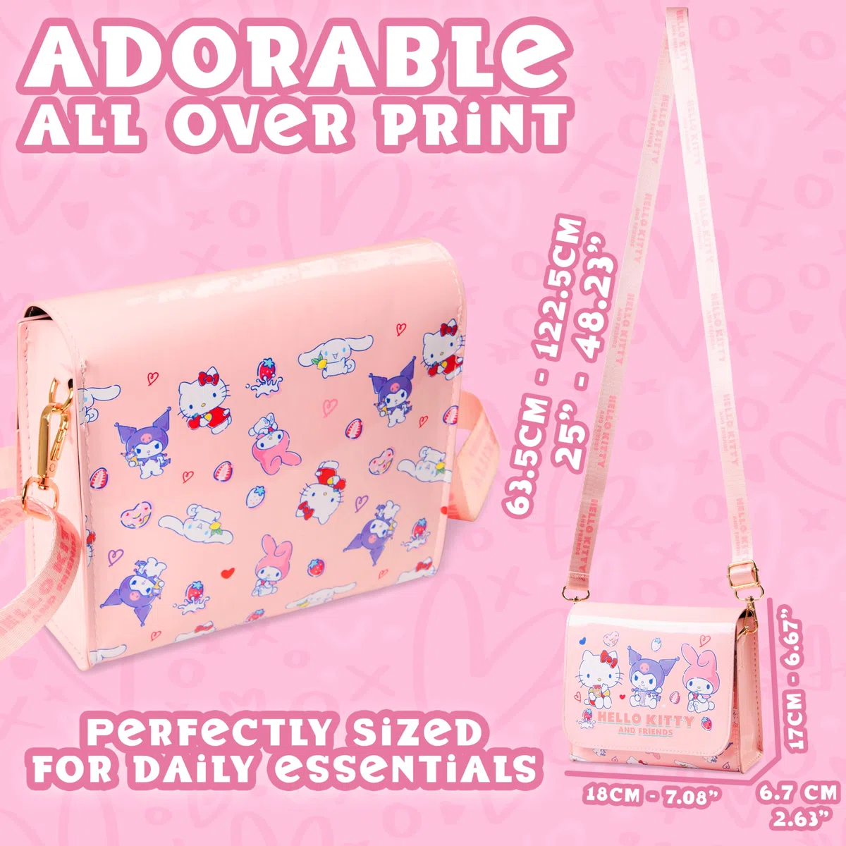 Hello Kitty Sanrio Borsa Tracolla Bambina Kawaii Borsetta Ragazza Donna Kuromi My Melody Shopping Viaggi Idee Regalo Anime