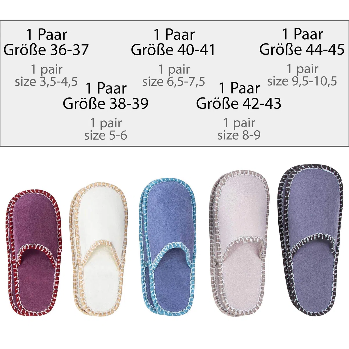 Affittacamere Scarpe Pantofole Pantofole Feltro 11 pezzi Grigio