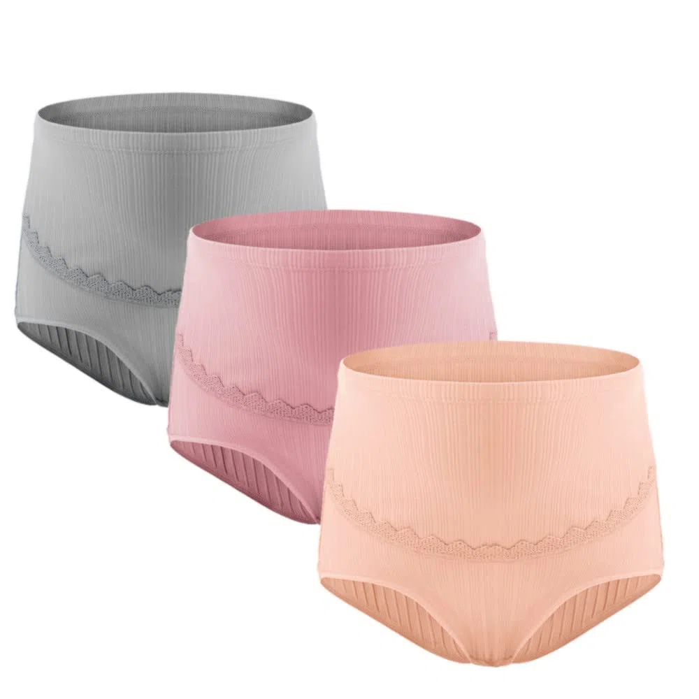 3 Pezzi Mutande Premaman Cotone Slip, Vita Alta Maternity da Donna per Gravidanza