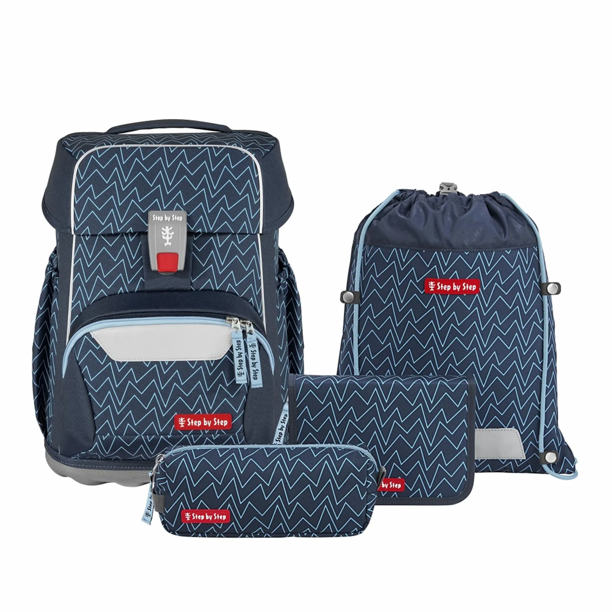Step by Step Basis Schulranzen-Set 4-teilig Blue Lines