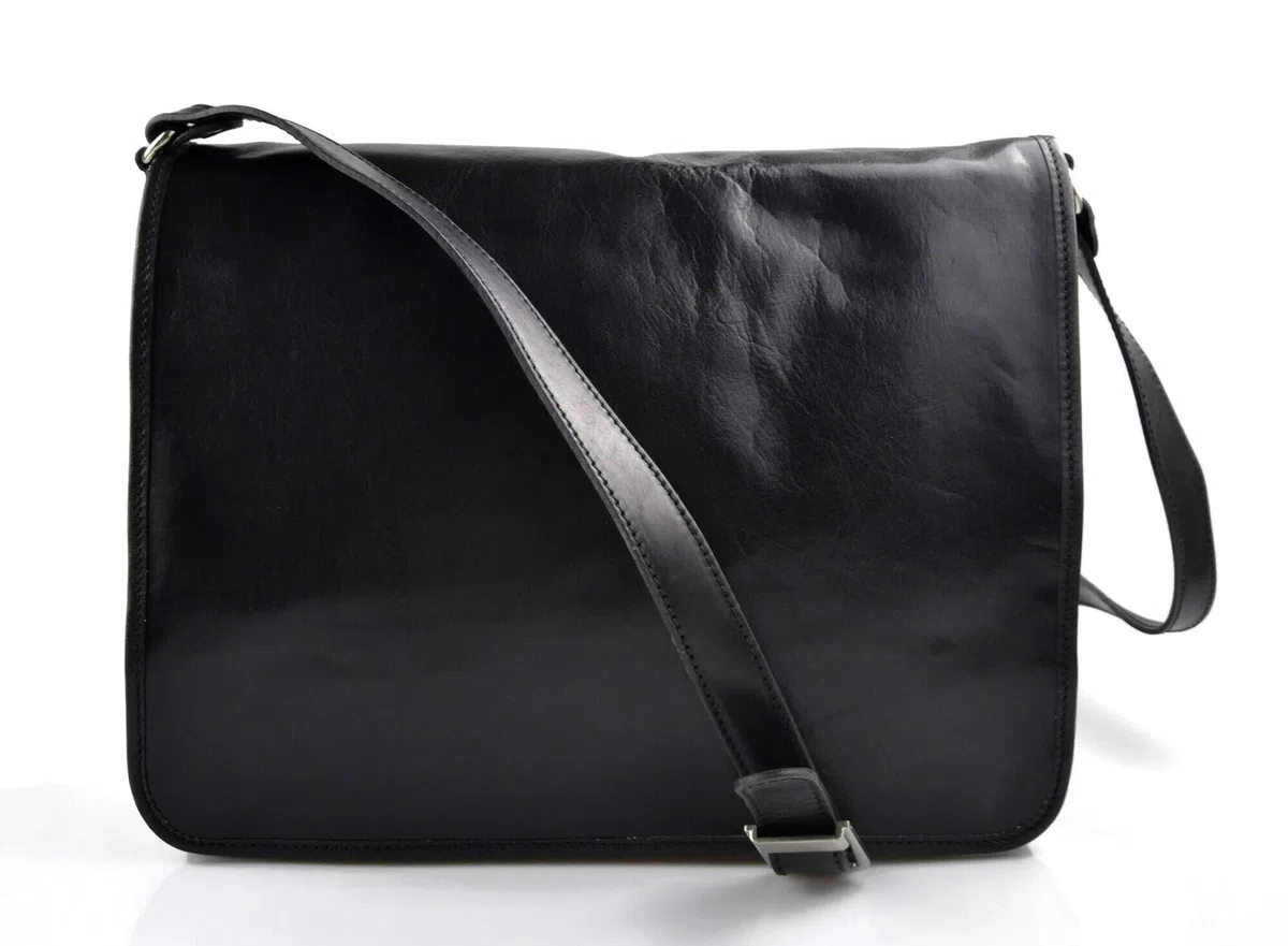 Borsa messenger uomo donna borsa a tracolla postino vera pelle made in Italy business borsa ufficio nero