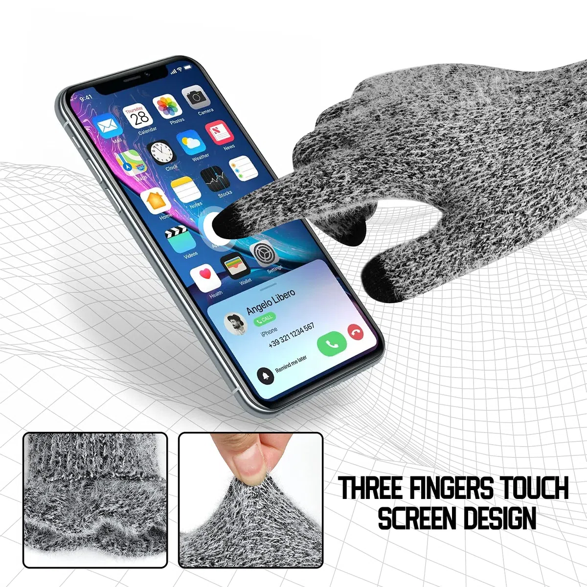 TAGVO Cappello Sciarpa e Guanti Touch Screen Set, Uomo Donna Invernali Berretto in Maglia con Sciarpa Beanie Collo della Ciarpa 3 Pezzi, Unisex Scaldacollo Morbido Tessuto Sciarpa in Maglia