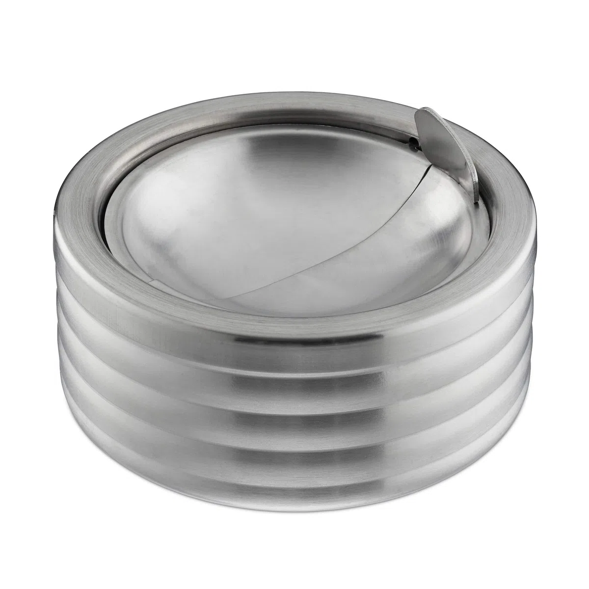 Relaxdays Posacenere Antivento, Coperchio Ribaltabile, Interni e Esterni, Acciaio Antiruggine, ∅ 11,5 cm, Argento