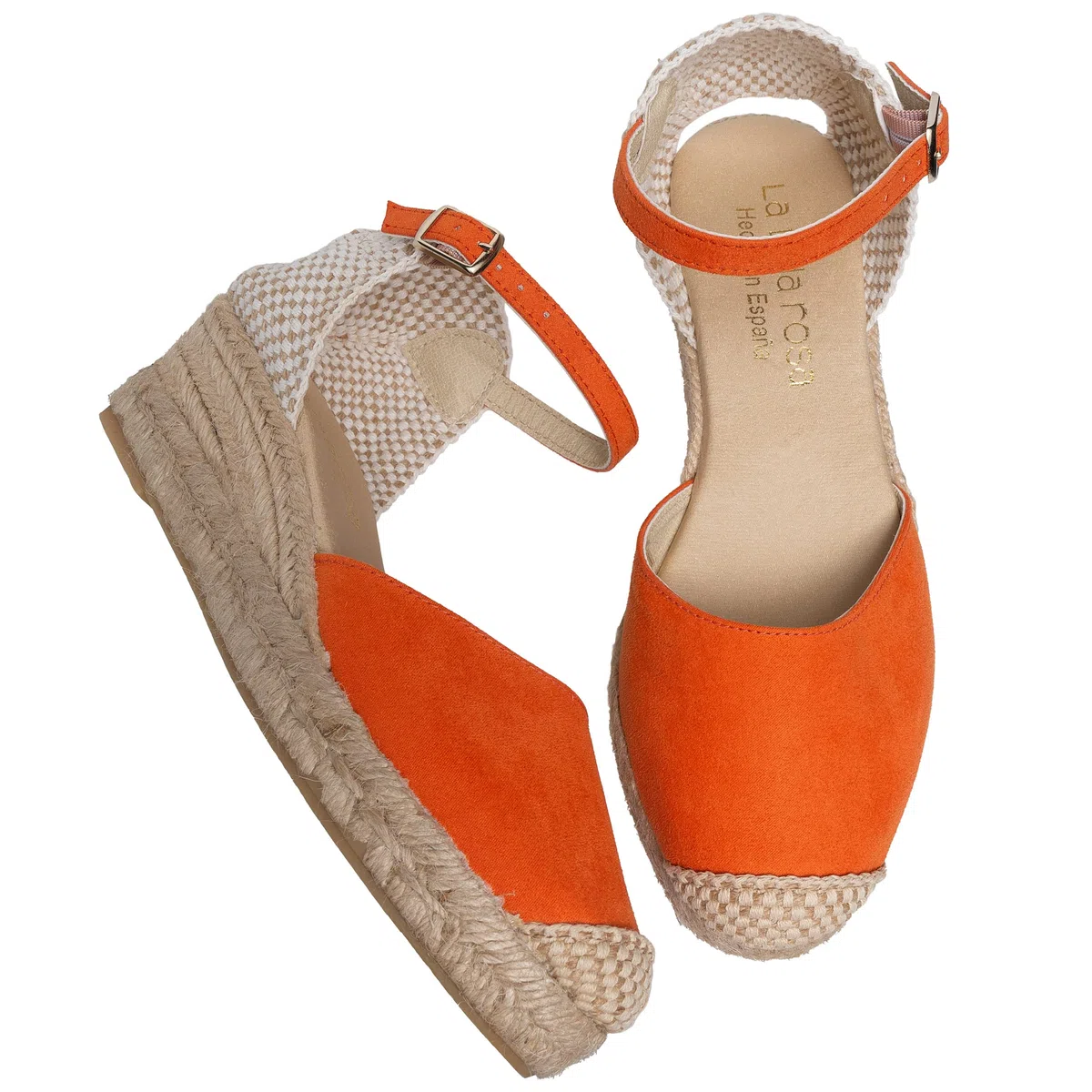 Espadrillas Donna Zeppa 5 cm in Camoscio - Sandali Chiusi Made in Spain con Cinturino - Scarpe Estive Comode in Juta e Suola in Gomma Antiscivolo