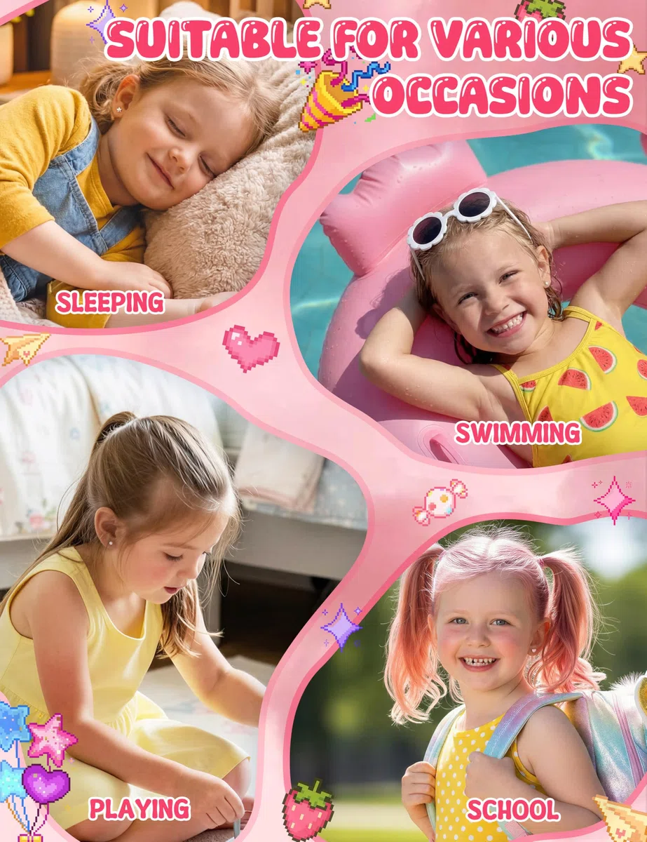 Adramata 10 Paia Orecchini Bambina Anallergici Set Orecchini Acciaio Inossidabile Piccoli Orecchino a Cerchio Argento/Oro 14K Orecchino a Bottone Fiori Farfalla Zirconi