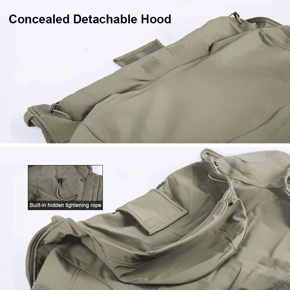 MakingDa - Giacca invernale impermeabile da uomo, con cappuccio, in stile casual, cappotto foderato in pile, giacca tattica militare, per lavoro, corsa, pesca, caccia, arrampicata