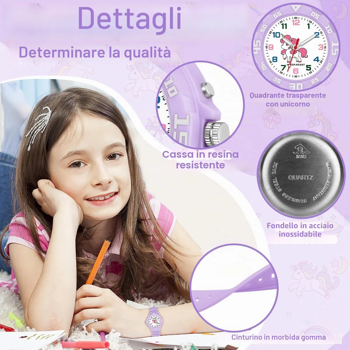 Orologio Analogico Per Bambini Per Ragazzi E Ragazze Orologio Per Bambini Con Luce Notturna 30 M Impermeabile Per 4-12 Anni Per Insegnamento Del Tempo O Regali Per Bambini
