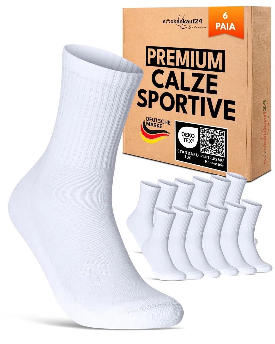 sockenkauf24 Calze Sportive Donna Calzini Tennis 6 Paia Spugna Rinforzati Crew Socks