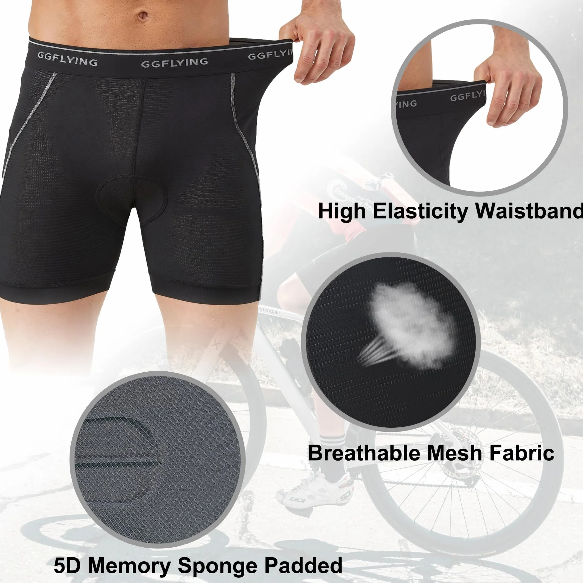 Pantaloncini Ciclismo Uomo Imbottito Rapida Pantaloni MTB Bici Moto Traspirante Elevata Elasticità