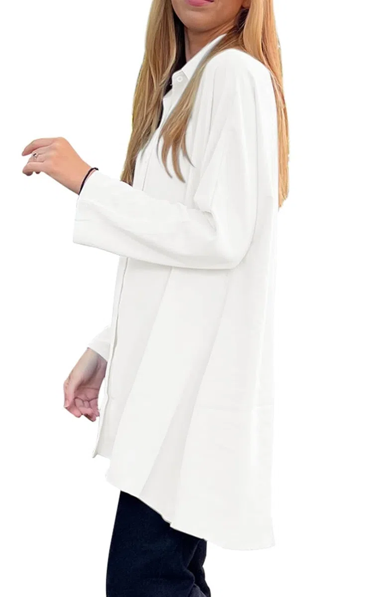 Cicy Bell Camicetta da Donna con Scollo a V T-Shirt a Maniche Lunghe in Raso con Bottoni Top a Tunica Casual