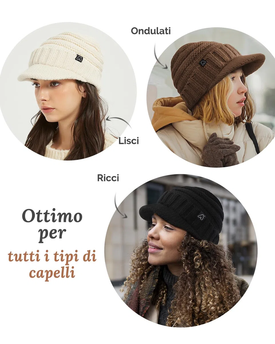 Hat Hut Cappelli da Donna da Uomo in Raso Foderato Cappelli Invernali Caldo Berretto in Maglia Unisex Slouchy Beanie con Visiera