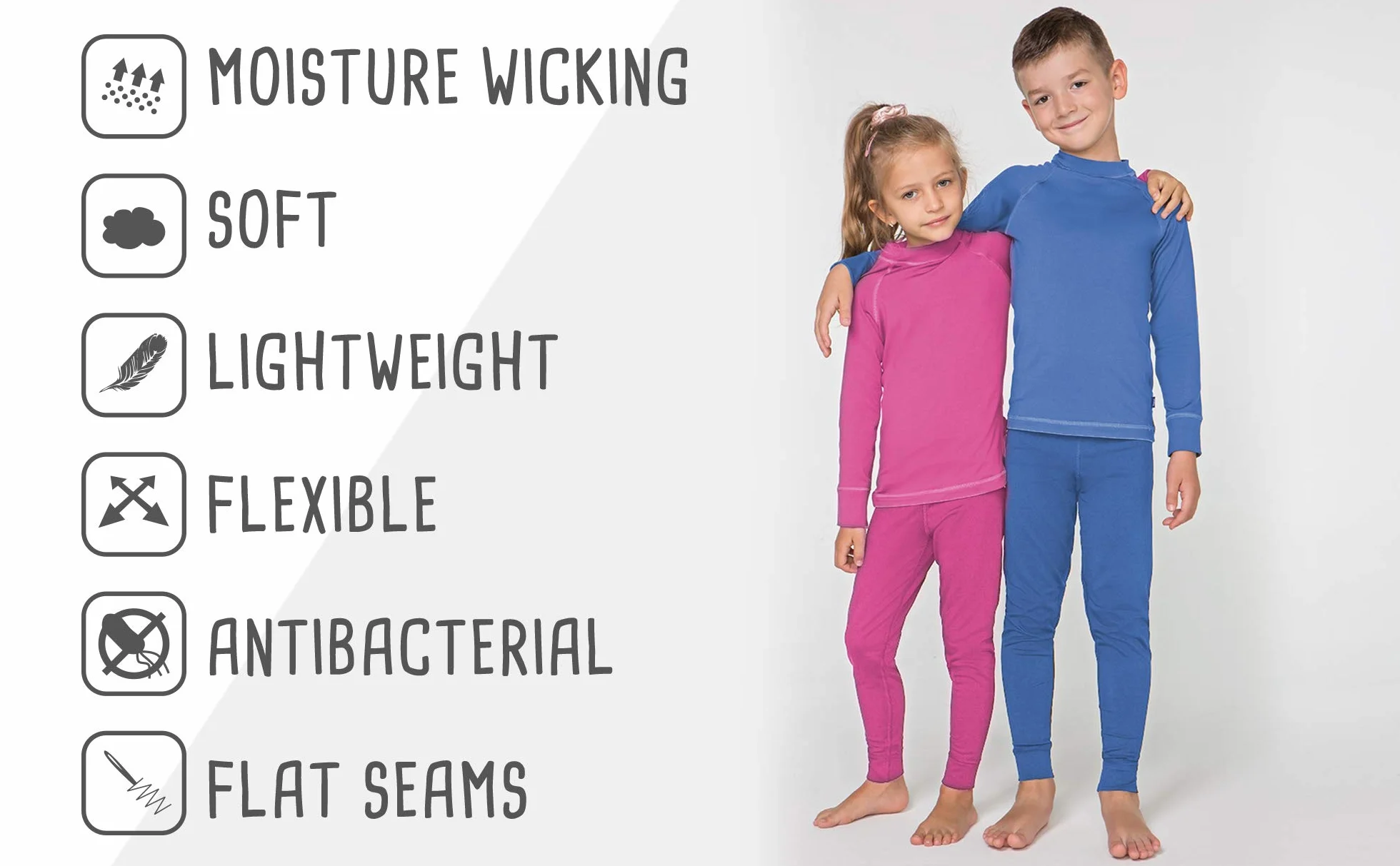 meteor Set Biancheria Intima per Bambini Funzione Set Termica con Maglia a Maniche Lunghe e Pantaloni Termici - Termoattivo Transpirante Morbido, Calde Set per Ragazzo e Ragazza