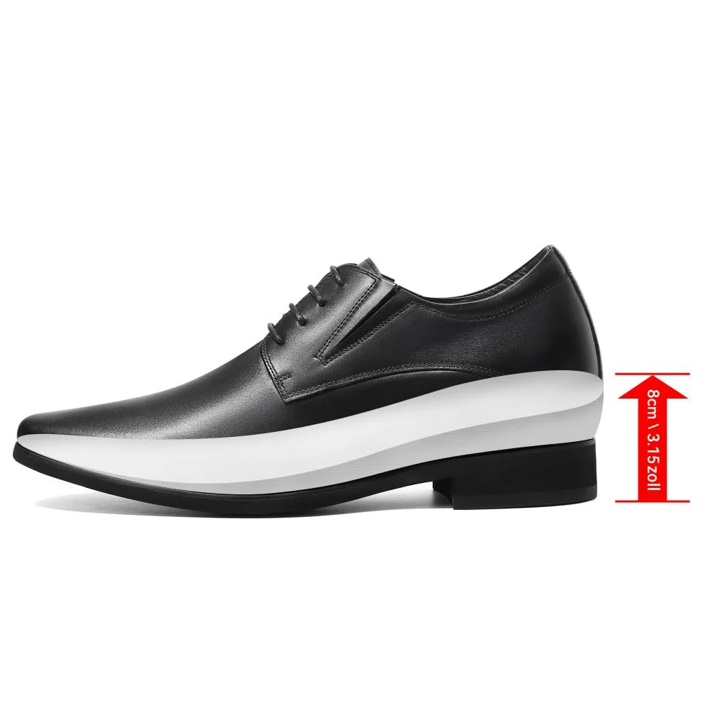 CHAMARIPA Scarpe Rialzate Uomo, da 7 cm in su, Aumento Altezza Invisibile, Business in Pelle Pieno Fiore