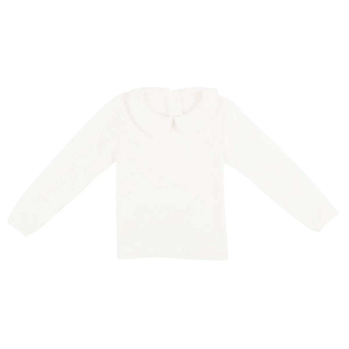 Maglie a Manica Lunga Bianco per Bebè Bambina Bambino in Cotone con Colletto Peter Pan e Chiusura a Bottoni Morbida Elasticizzata Taglia 50/56/62/68/74/80/86/92/98