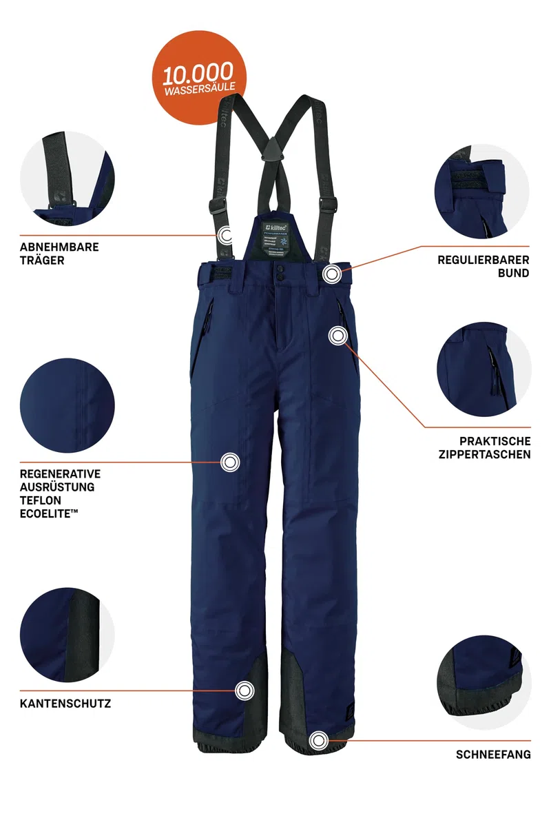 Killtec - Girls Skihose 242, Pantaloni da Sci con Pettorina Rimovibile e Protezione dei Bordi Bambine e Ragazze