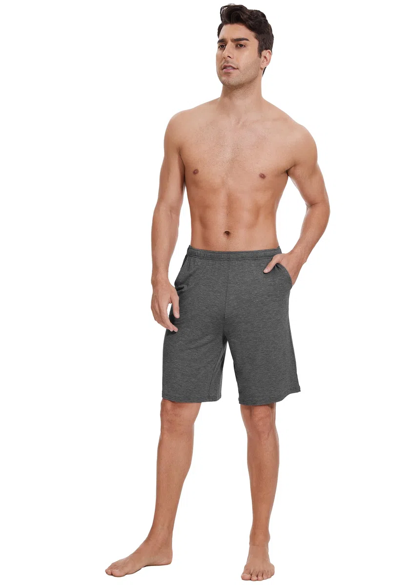 WiWi Mens Bamboo Viscose Pajama Shorts Lightweight Lounge Bottoms Soft Knit Sleep Short Pants Loungewear with Pockets S-3X