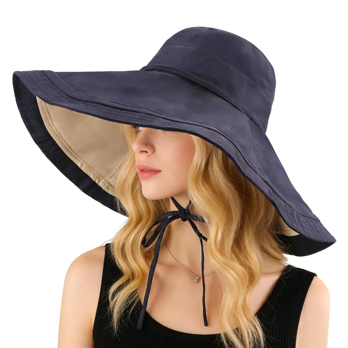 Donna Reversibile Cappello da Sole con Tesa Larga, Protezione UV Regolabile Cappello Pescatore, Pieghevole Moda Estivi Cappellini da Spiaggia per Escursionismo Campeggio Giardinaggio
