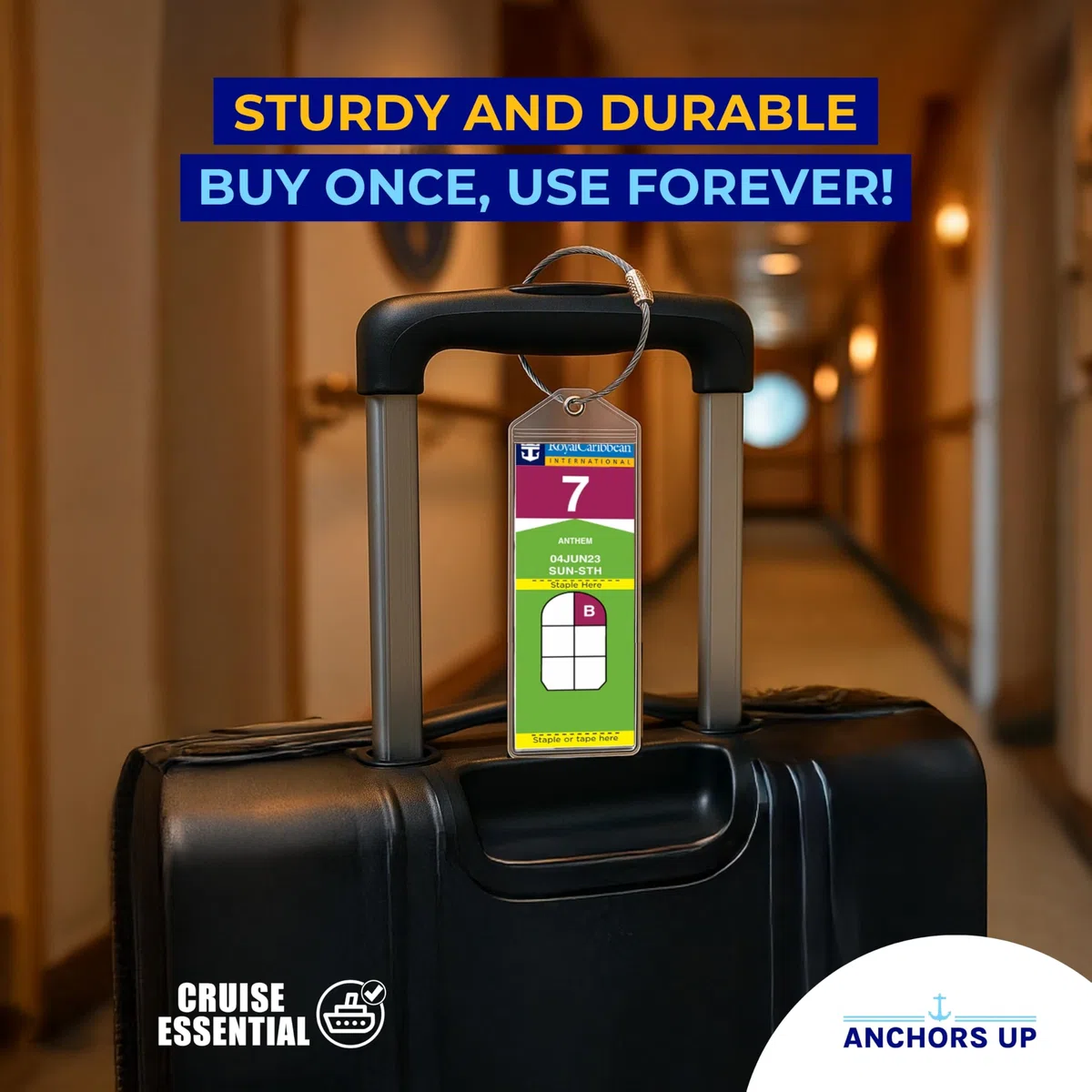 Royal C. e Celebrity Cruise - Porta etichette per bagagli [confezione da 4] - Plastica impermeabile e resistente con passanti in acciaio - Adatto a tutte le navi Royal Caribbean e Celebrity per