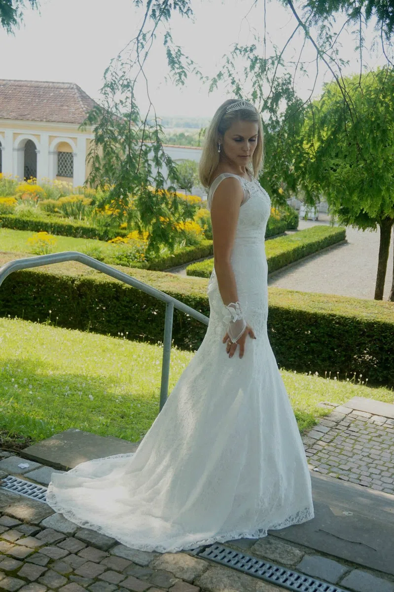 Abito da sposa in pizzo, abito da sposa, abito da sposa, con strass, sirena, 34 36 38 40 Mermaid avorio 42