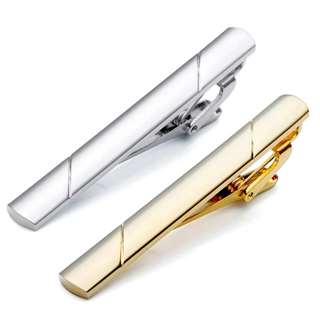 2pcs fermacravatta per uomo fermacravatta in metallo rame classico per San Valentino, Natale, matrimonio affari bar e vita quotidiana (oro, argento)