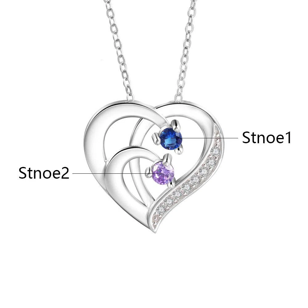 lorajewel Collana da Donna Personalizzata con Nome Pietra di nascita Collana per la Mamma Ciondolo a Cuore in Argento 925 Regalo per Festa della mamma Compleanno Natale