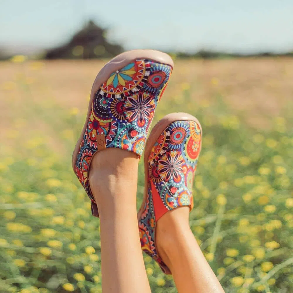 UIN Mocassini Piatti con Serie Floreale da Scarpe Donna Comode da Passeggio