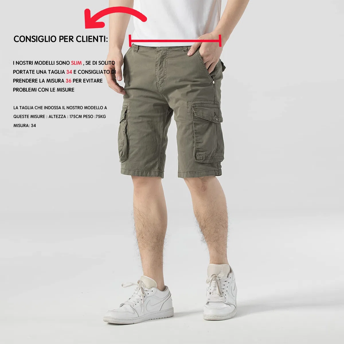 TONY BACKER Pantaloncini Cargo Uomo Shorts Cotone Multi-Tasca Pantaloni Corti F1586