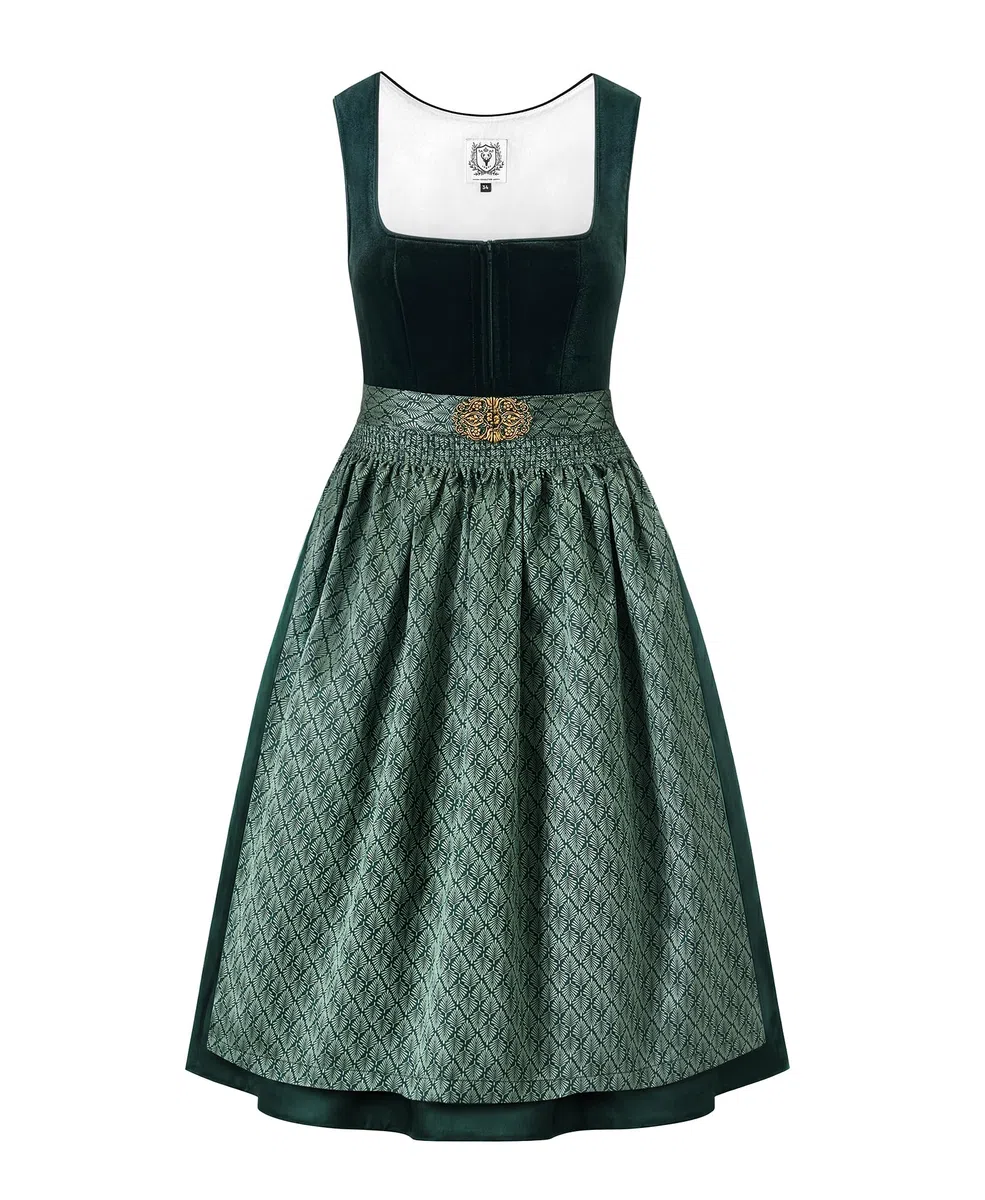 DIRNDLSTERN Dirndl Donna Oktoberfest Costume - Midi Bavarese Abito Costumi Tradizionale Germandress Verde