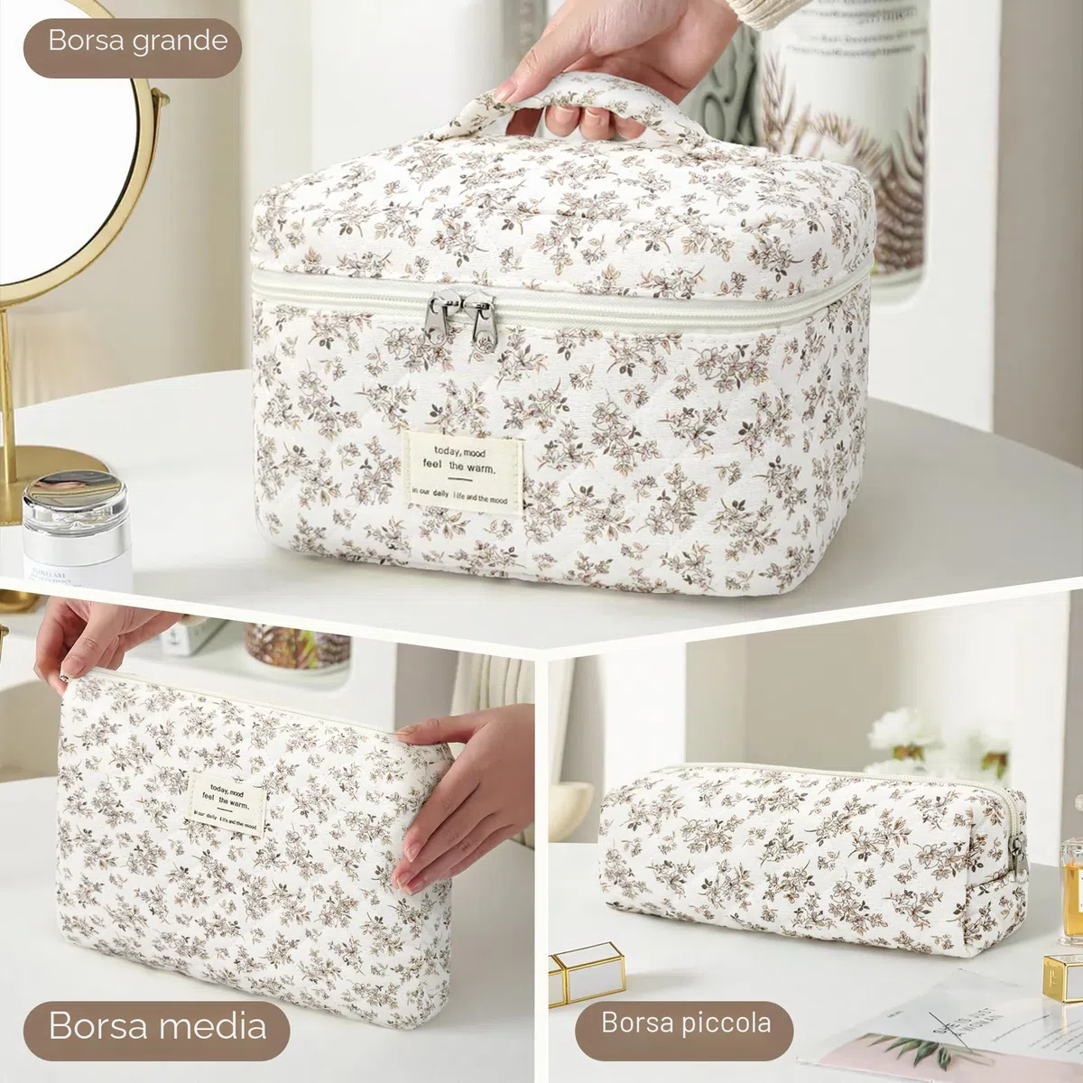 YMIFEEY Set di 3 trousse da toilette per donna - Grande e piccola - Trousse per trucchi - Trousse da toilette - Trousse da viaggio - Organizer per donna