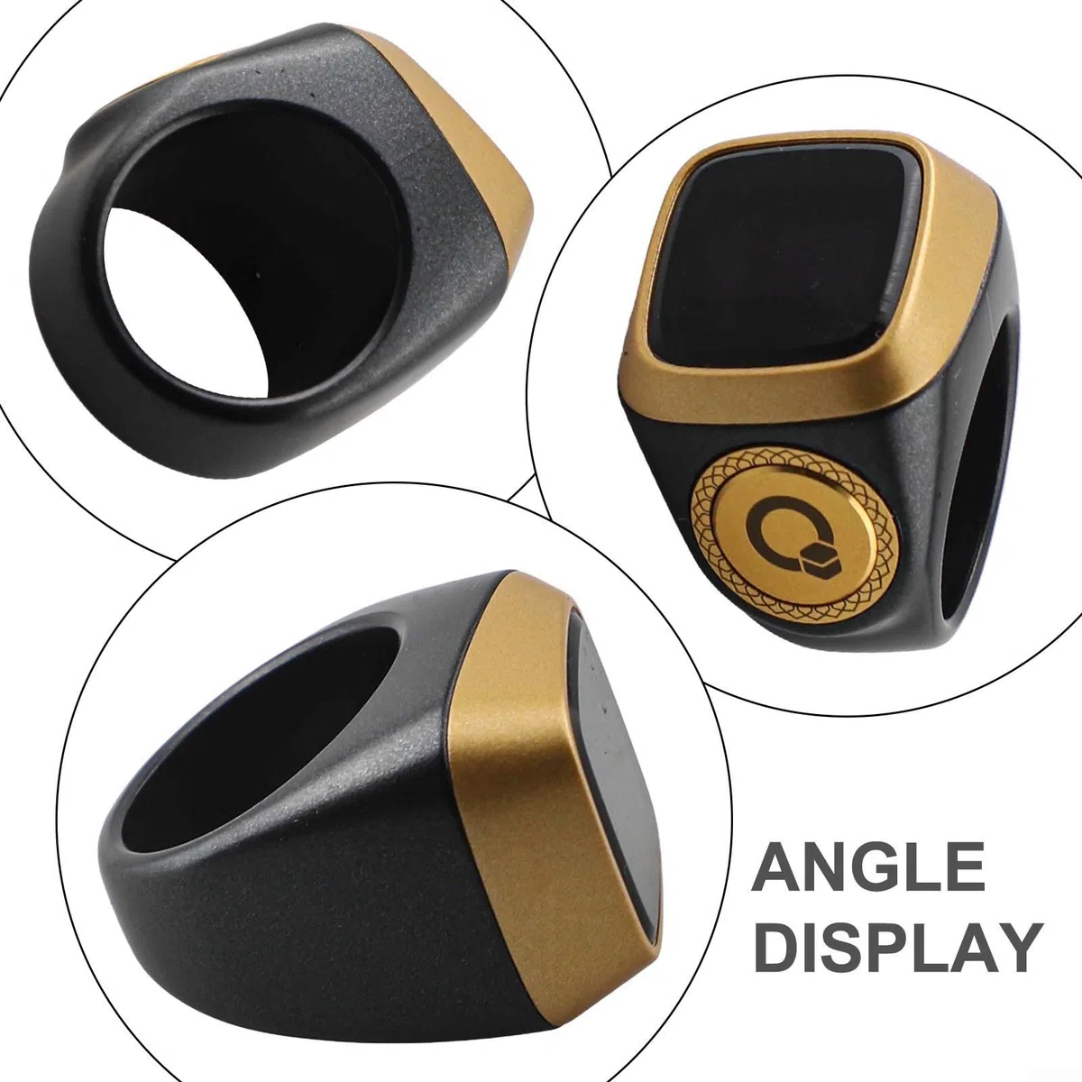 Contatore per anelli con schermo, anello impermeabile per musulmani, conteggio digitale Tasbih e promemoria di preghiera (18 mm nero)