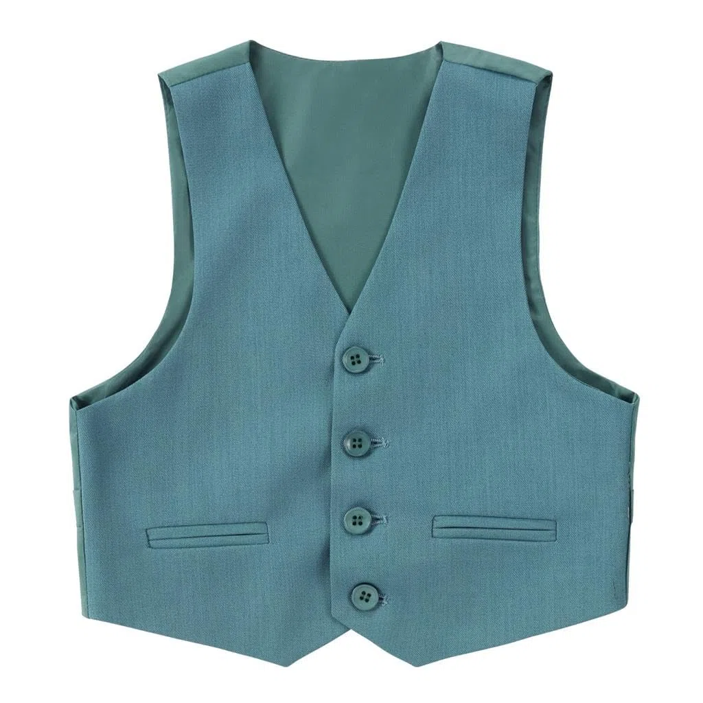Lito Angels Completo da Sposo 5 Pezzi Taglio Slim per Bambini Ragazzo - Set Formale per Matrimoni (Giacca/Panciotto/Camicia/Pantaloni Regolabili/Cravatta) - Taglie 2-7 Anni - Blu/Verde/Rosa