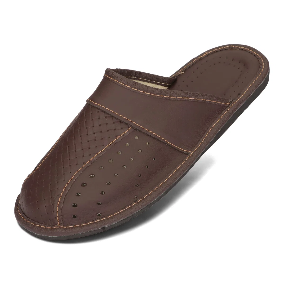 BeComfy Pantofole da Uomo Ciabatte in Pelle Naturale Scarpe da Casa Nero Marrone Rosso 40-50 EU