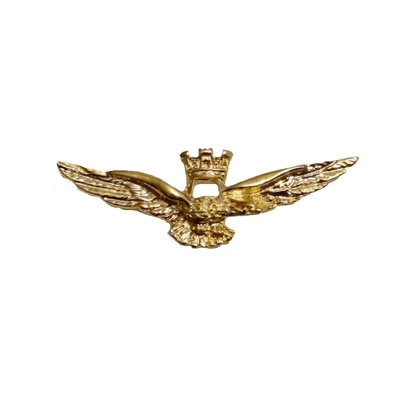 Brevetto Pilota Militare spilla aquila turrita colore oro cm 5 da camicia