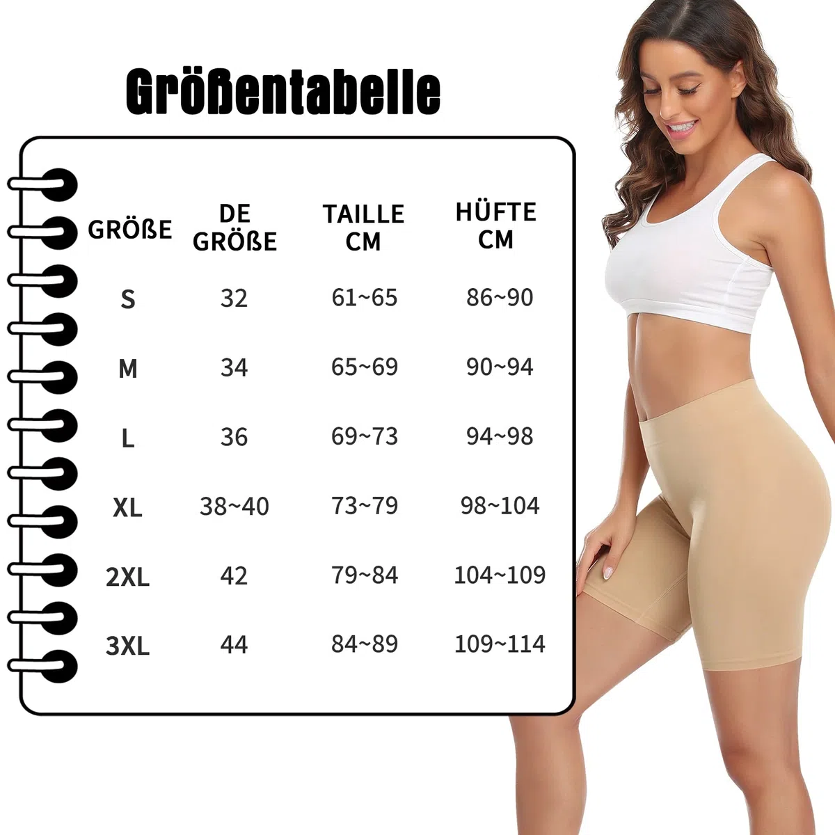 YARRCO Mutande da donna sotto la gonna, pantaloni corti per abito, sottoveste, a vita alta, slip da ciclismo, boyshort, beige, L
