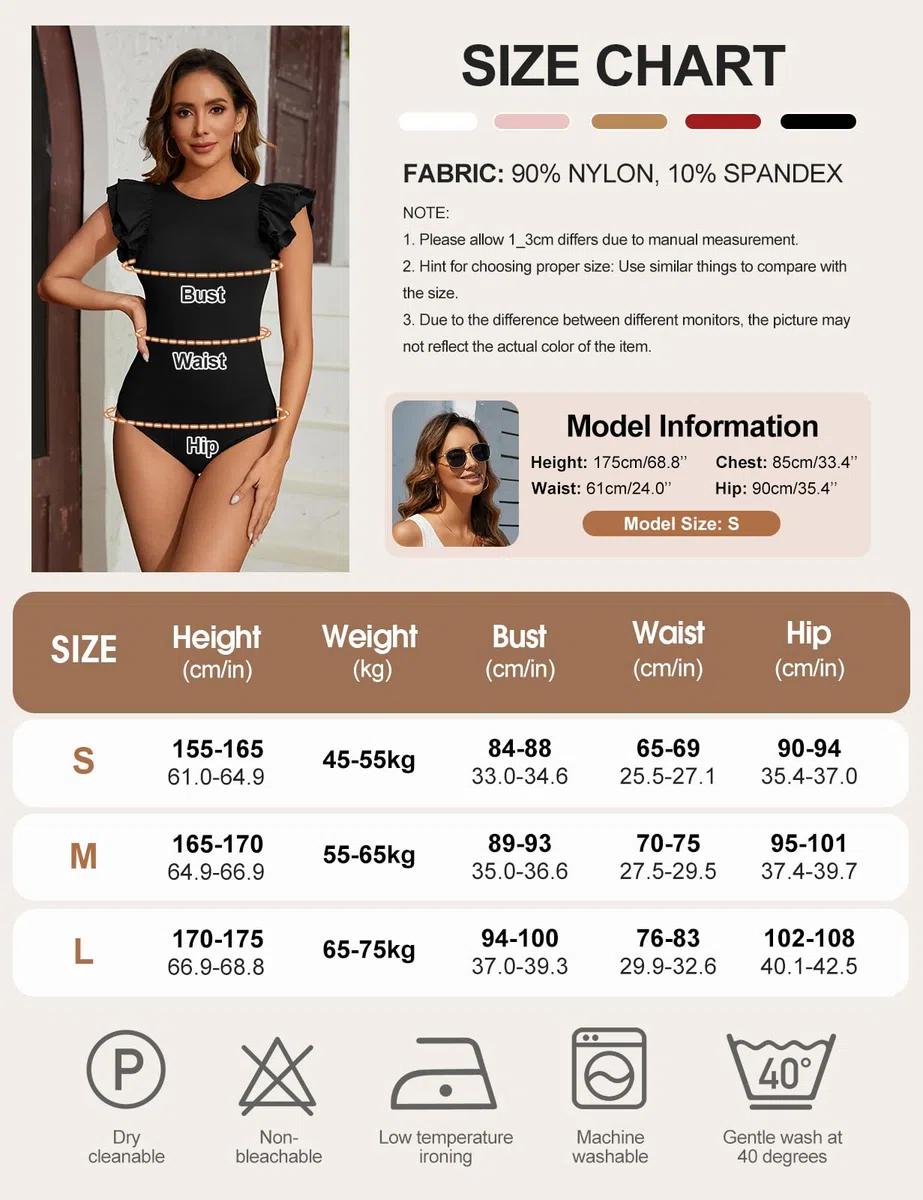 Vancavoo Body Donna Elegante Manica Corte Bodysuit Scollo Rotondo Top con Volant Elastico Body a Perizoma T-Shirt