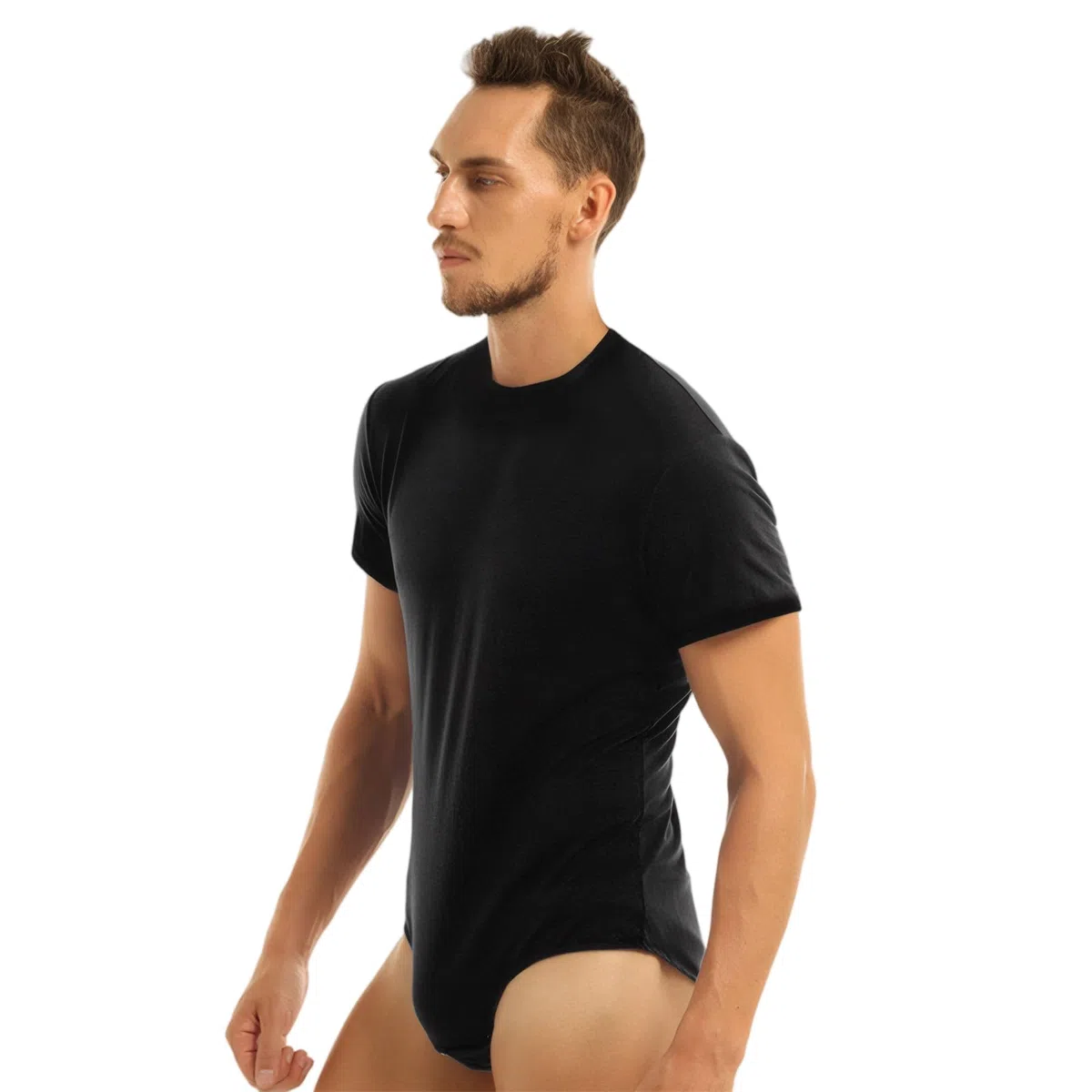 Pigiama Intero da Uomo, Body a Maniche Corte Nero, Tutina Uomo, Pigiama Monopezzo Henley Shirt, Abbigliamento da Notte