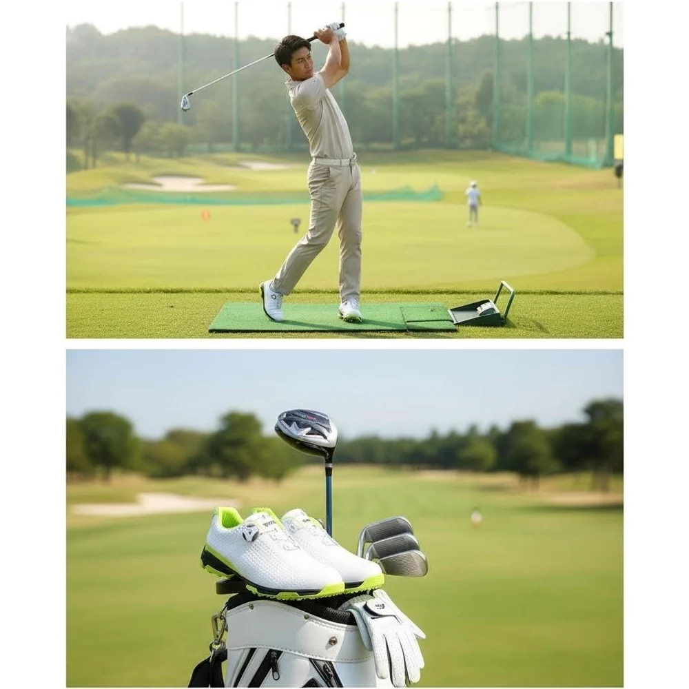 Scarpe da Golf Impermeabili Anti-Skid per Uomo con Sistema di Pizzo