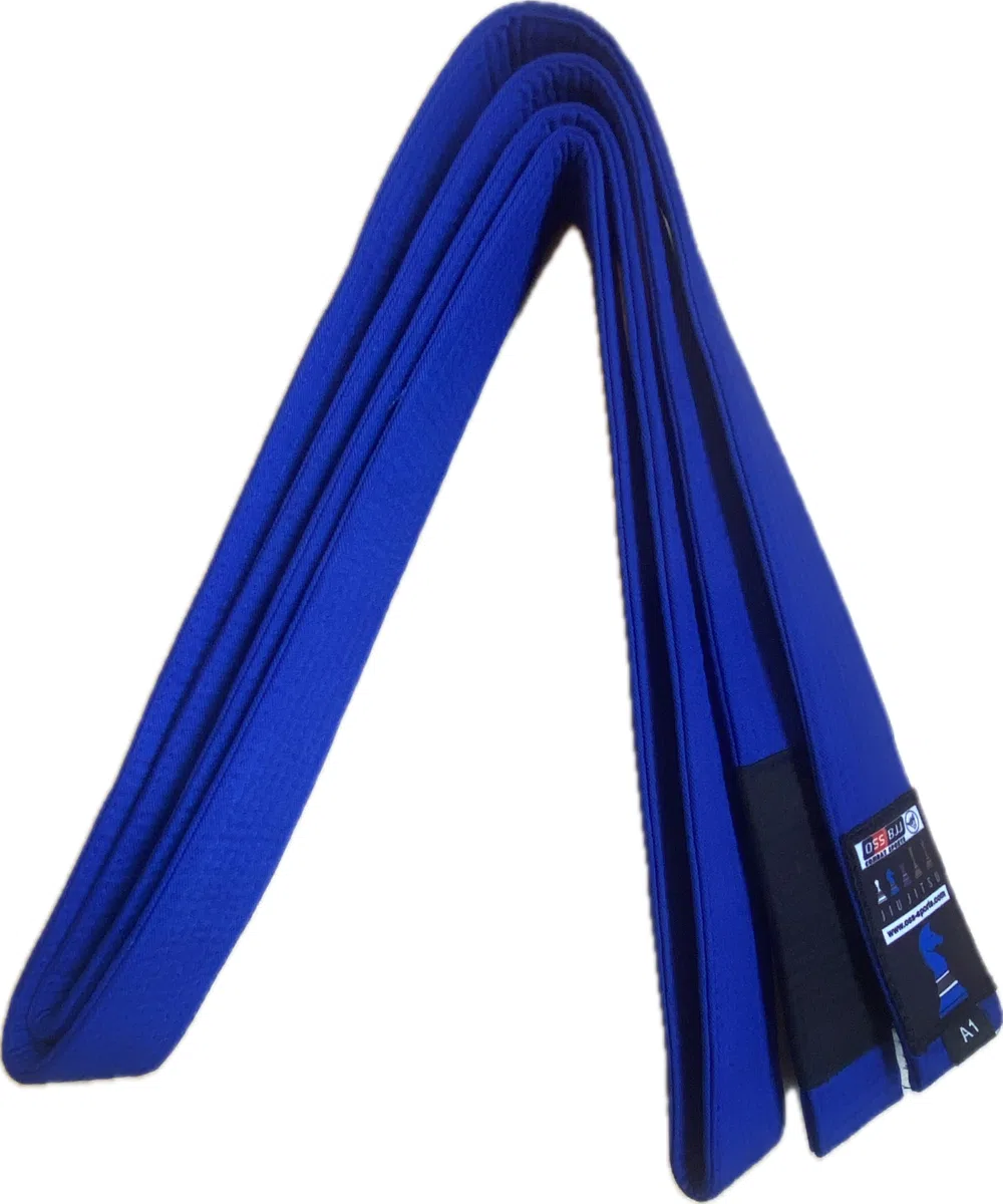 OSS - Cintura brasiliana per jiu-jitsu, 100% cotone, resistente, approvata dall'IBJJF, taglia da adulto (blu, A1), Blu, A1