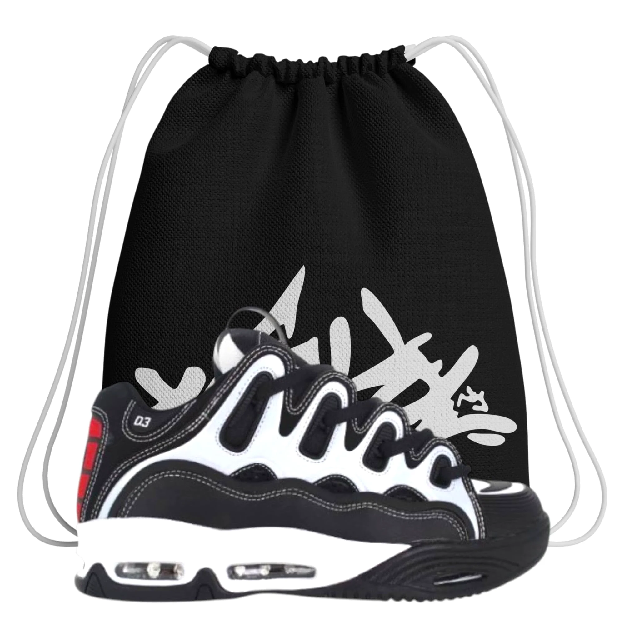 Scarpe da Skateboard – Osiris D3 2001 Nero/Bianco/Rosso – Chunky Ammortizzate e Resistenti – Suola Grip – Stile Iconico Streetwear - più Sacca